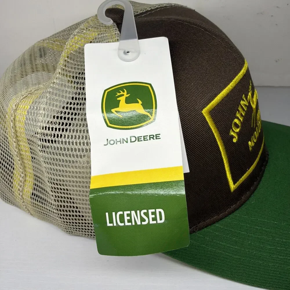 John Deere Trucker Hat Snapback Cap Hidden Deer Art Moline Yellow Brown Green